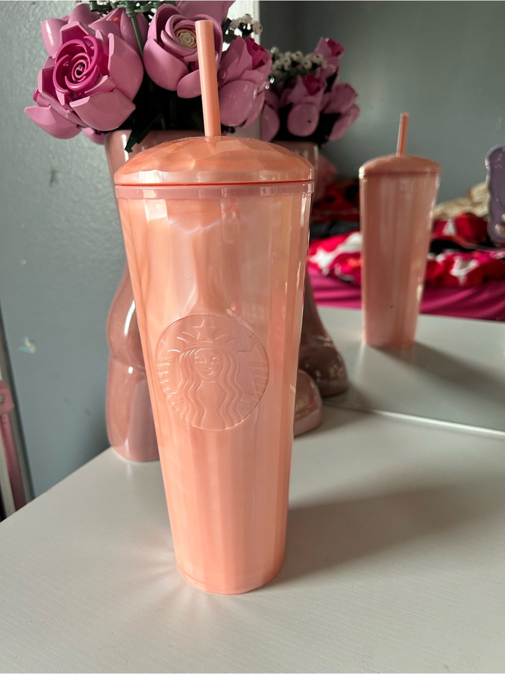 Starbucks Peach Swirl Reusable Tumbler with Straw